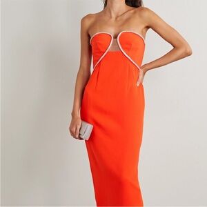 Self-Portrait Bandeau Crepe Strapless Red Dress (US 2, UK 6)